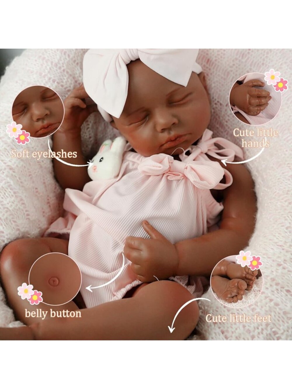 18.5 inch Girl Handmade Face Realistic Silicone Body Reborn Baby Doll For Kids - Picture 3 of 7